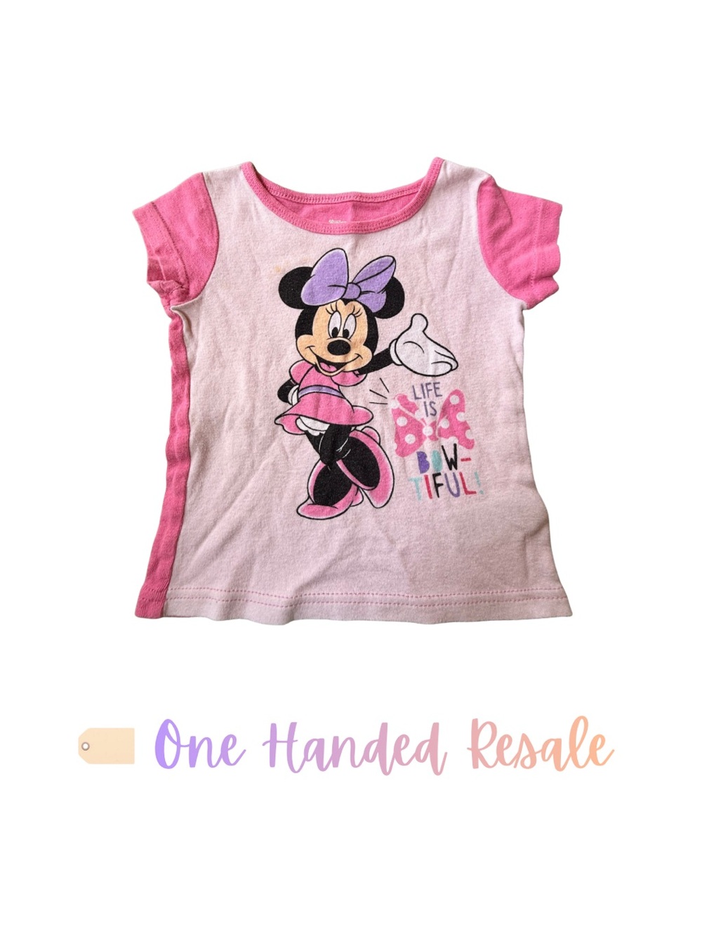💝 Disney Minnie Mouse Raglan Pink Girls Kids Pajama Top T-Shirt 4T